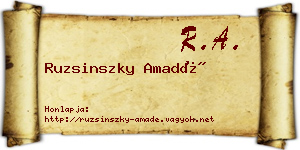 Ruzsinszky Amadé névjegykártya